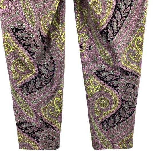 J.Crew Cafe Capri Pants Paisley Print Size 6 Purple & Black Soveriegn - Picture 6 of 8